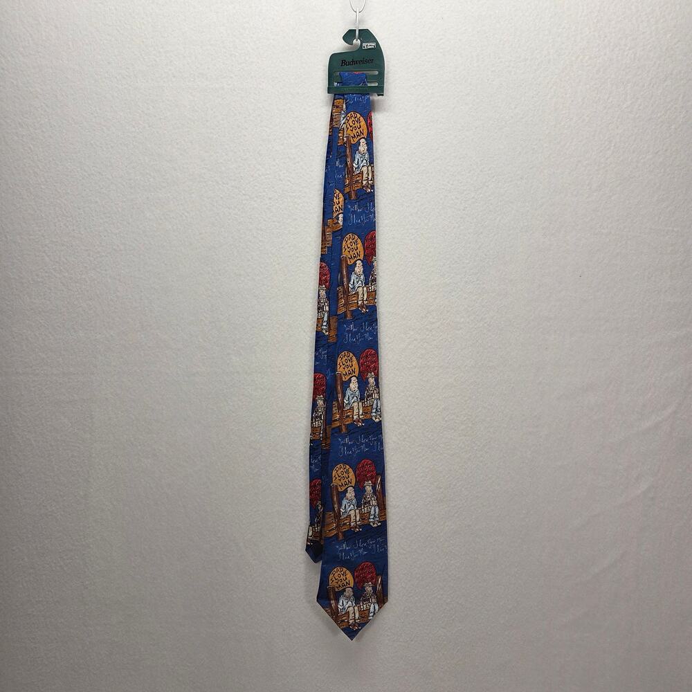 NWT Budweiser 6120 Dad I Love You Man Graphic Neck Tie Blue Multi One Size